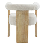 Barrel Boucle Fabric Upholstered Dining Chair in Cream