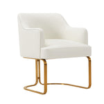 Raya Vegan Leather Wood Dining Chair in Ivory