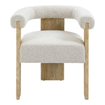 Barrel Boucle Fabric Upholstered Dining Chair in Cream