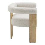 Barrel Boucle Fabric Upholstered Dining Chair in Cream