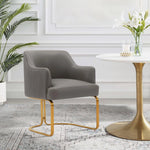 Raya Vegan Leather Wood Dining Chair in Taupe
