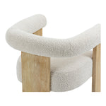 Barrel Boucle Fabric Upholstered Dining Chair in Cream