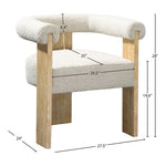 Barrel Boucle Fabric Upholstered Dining Chair in Cream