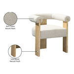 Barrel Boucle Fabric Upholstered Dining Chair in Cream