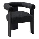 Barrel Boucle Fabric Upholstered Dining Chair in Black