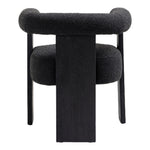 Barrel Boucle Fabric Upholstered Dining Chair in Black