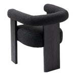 Barrel Boucle Fabric Upholstered Dining Chair in Black