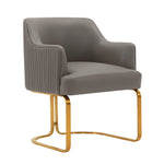 Raya Vegan Leather Wood Dining Chair in Taupe