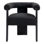Barrel Boucle Fabric Upholstered Dining Chair in Black