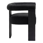 Barrel Boucle Fabric Upholstered Dining Chair in Black