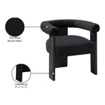 Barrel Boucle Fabric Upholstered Dining Chair in Black