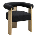 Barrel Boucle Fabric Upholstered Dining Chair in Black