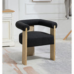 Barrel Boucle Fabric Upholstered Dining Chair in Black