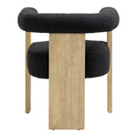 Barrel Boucle Fabric Upholstered Dining Chair in Black