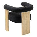 Barrel Boucle Fabric Upholstered Dining Chair in Black
