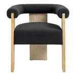Barrel Boucle Fabric Upholstered Dining Chair in Black
