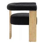 Barrel Boucle Fabric Upholstered Dining Chair in Black