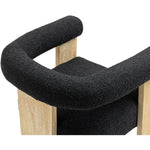 Barrel Boucle Fabric Upholstered Dining Chair in Black