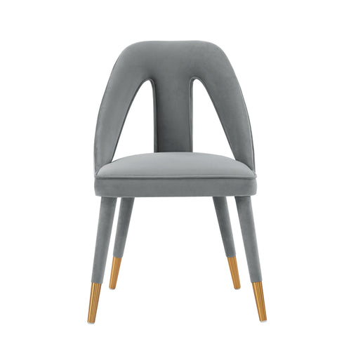 Neda Velvet Upholstered Dining Chair in Gray