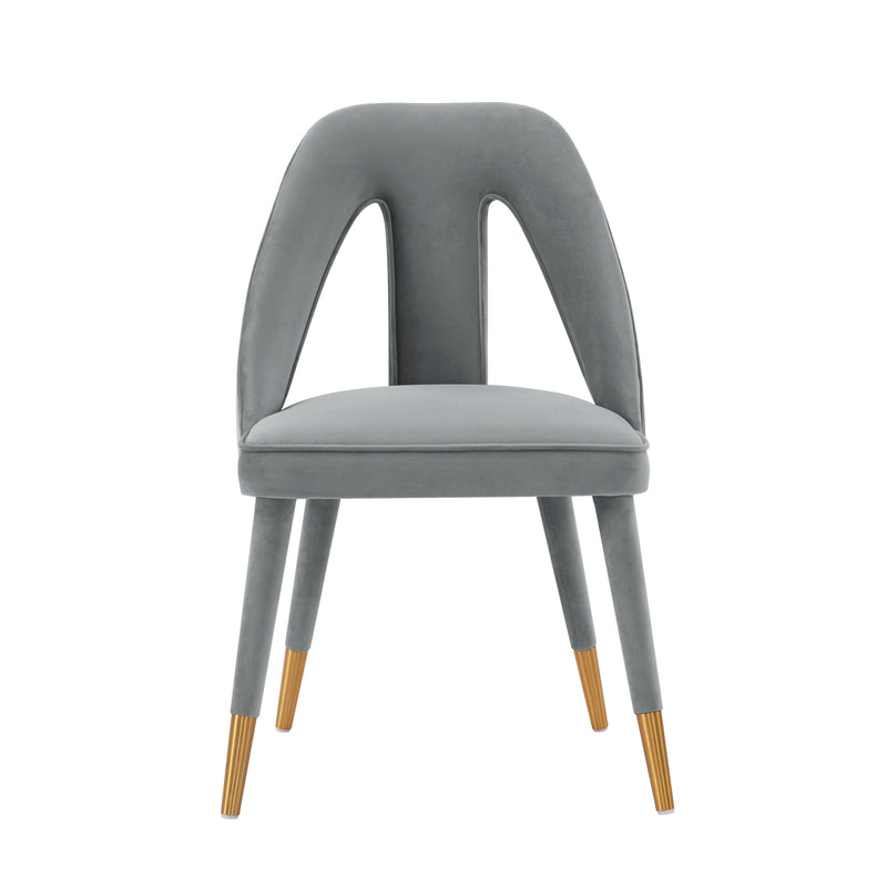 Neda Velvet Upholstered Dining Chair in Gray