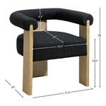 Barrel Boucle Fabric Upholstered Dining Chair in Black