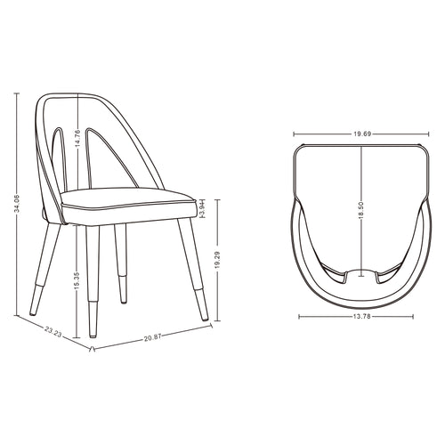 Neda Velvet Upholstered Dining Chair in Gray