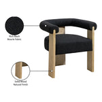 Barrel Boucle Fabric Upholstered Dining Chair in Black