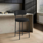 Beacon Boucle Fabric Upholstered Counter Stool in Black