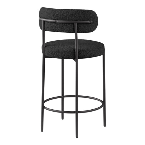 Beacon Boucle Fabric Upholstered Counter Stool in Black