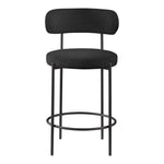 Beacon Boucle Fabric Upholstered Counter Stool in Black