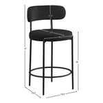 Beacon Boucle Fabric Upholstered Counter Stool in Black
