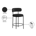 Beacon Boucle Fabric Upholstered Counter Stool in Black