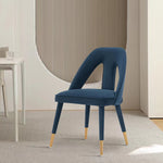 Neda Velvet Upholstered Dining Chair in Midnight Blue