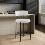Beacon Boucle Fabric Upholstered Counter Stool in Cream