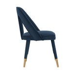Neda Velvet Upholstered Dining Chair in Midnight Blue