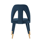 Neda Velvet Upholstered Dining Chair in Midnight Blue