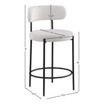 Beacon Boucle Fabric Upholstered Counter Stool in Cream