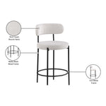 Beacon Boucle Fabric Upholstered Counter Stool in Cream