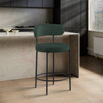Beacon Boucle Fabric Upholstered Counter Stool in Green