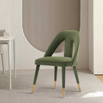 Neda Velvet Upholstered Dining Chair in Olive Green