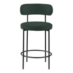 Beacon Boucle Fabric Upholstered Counter Stool in Green
