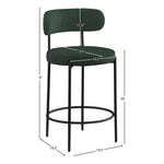 Beacon Boucle Fabric Upholstered Counter Stool in Green