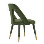 Neda Velvet Upholstered Dining Chair in Olive Green