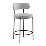 Beacon Boucle Fabric Upholstered Counter Stool in Grey