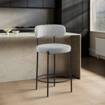 Beacon Boucle Fabric Upholstered Counter Stool in Grey