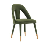 Neda Velvet Upholstered Dining Chair in Olive Green