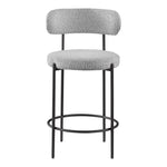 Beacon Boucle Fabric Upholstered Counter Stool in Grey