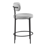 Beacon Boucle Fabric Upholstered Counter Stool in Grey