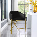 Xavier Velvet Upholstered Counter Stool (867-C) in Black