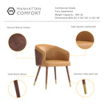 Reeva Vegan Leather Wood Dining Chair in Camel